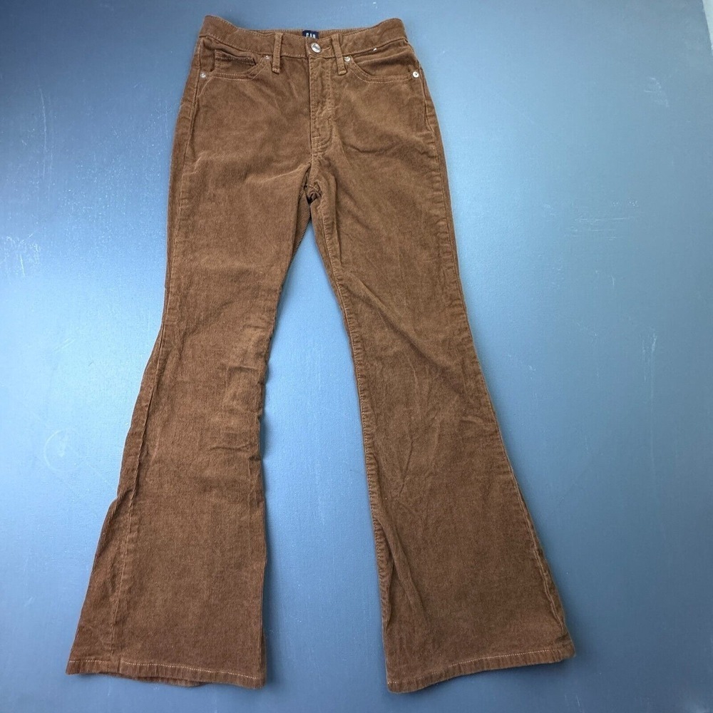 GAP Denim Corduroy Pants Girls 14 Brown Flare Casual 70s Boho Vintage Retro
